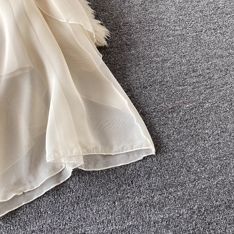 A-line chiffon maxi dress with ruffle detailing and asymmetrical hem - View 6 | Lwiis