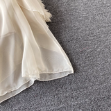 A-line chiffon maxi dress with ruffle detailing and asymmetrical hem - View 6 | Lwiis