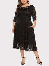 Lace A-Line Midi Dress - View 9 | Lwiis