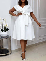 Elegant A-line V-neck party dress - View 11 | Lwiis