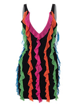 Ruffled V-Neck Mini Dress - View 8 | Lwiis