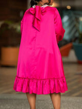 Pearl Embellished Mock Neck Ruffle Dress - View 9 | Lwiis