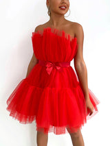 Tulle Bow Cocktail Dress - View 14 | Lwiis