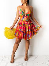 Printed Cutout Mini Dress - View 9 | Lwiis