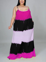 Colorblock spaghetti strap maxi dress with A-line silhouette and scoop neckline - View 7 | Lwiis
