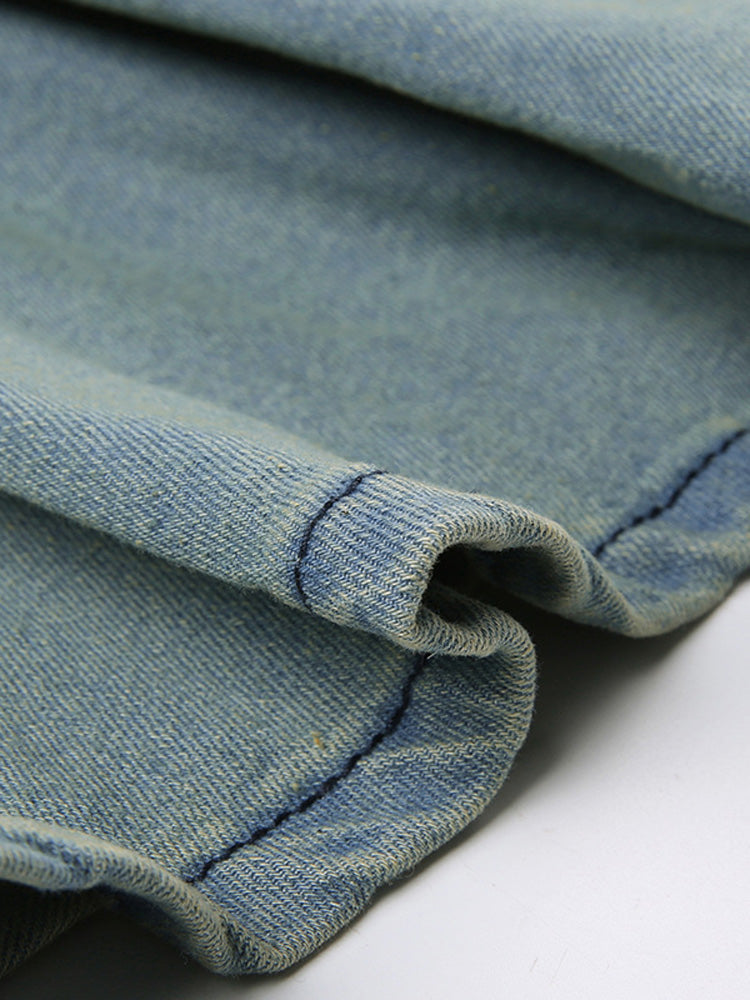 Ruched denim fit and flare dress - View 9 | Lwiis