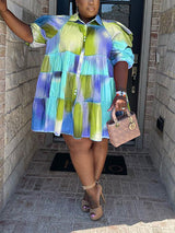 Tie Dye Ruffle Shirt Dress - View 13 | Lwiis