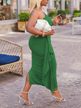 One Sleeve Ruffle Maxi Dress - View 10 | Lwiis