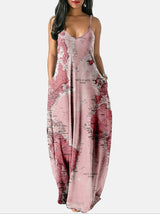 Spaghetti strap maxi dress with world map print - View 9 | Lwiis