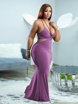 Mermaid halter neck maxi dress - View 10 | Lwiis