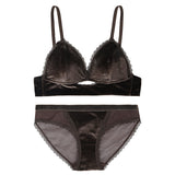 New Thin Velvet Sexy Vintage Lace Lingerie Set