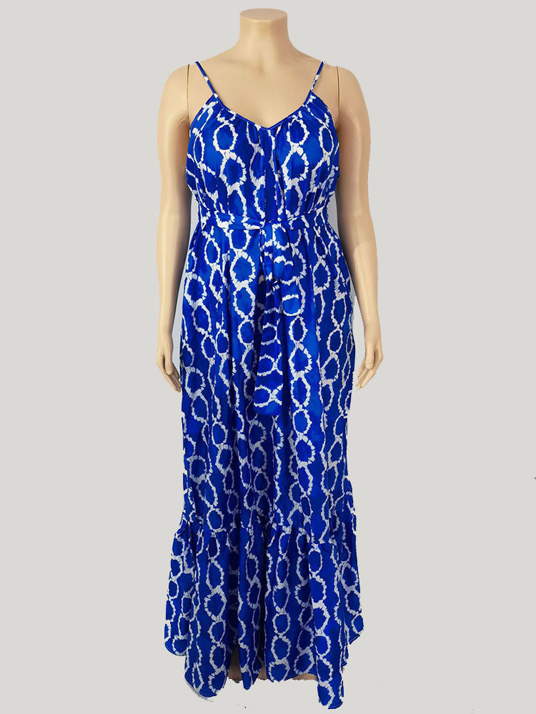 Boho maxi dress with tie-dye print and ruffled hem - View 10 | Lwiis