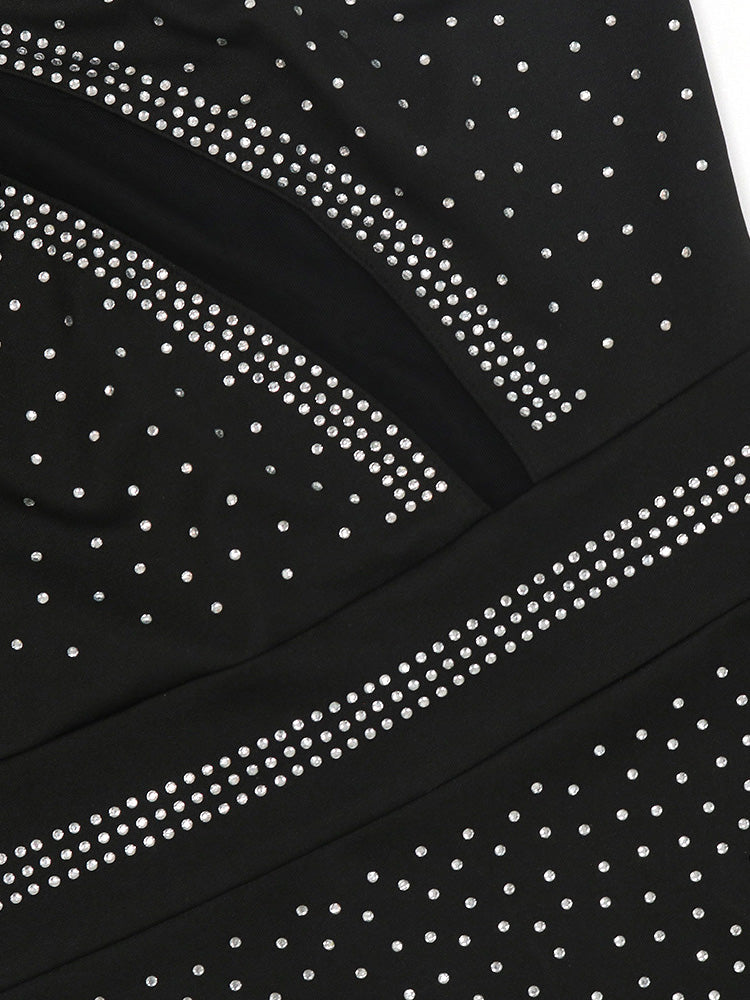 One shoulder maxi dress with rhinestone embellishments - View 7 | Lwiis