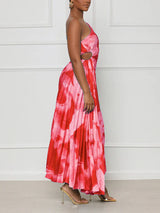 A woman wearing a one shoulder pleated midi dress - View 15 | Lwiis