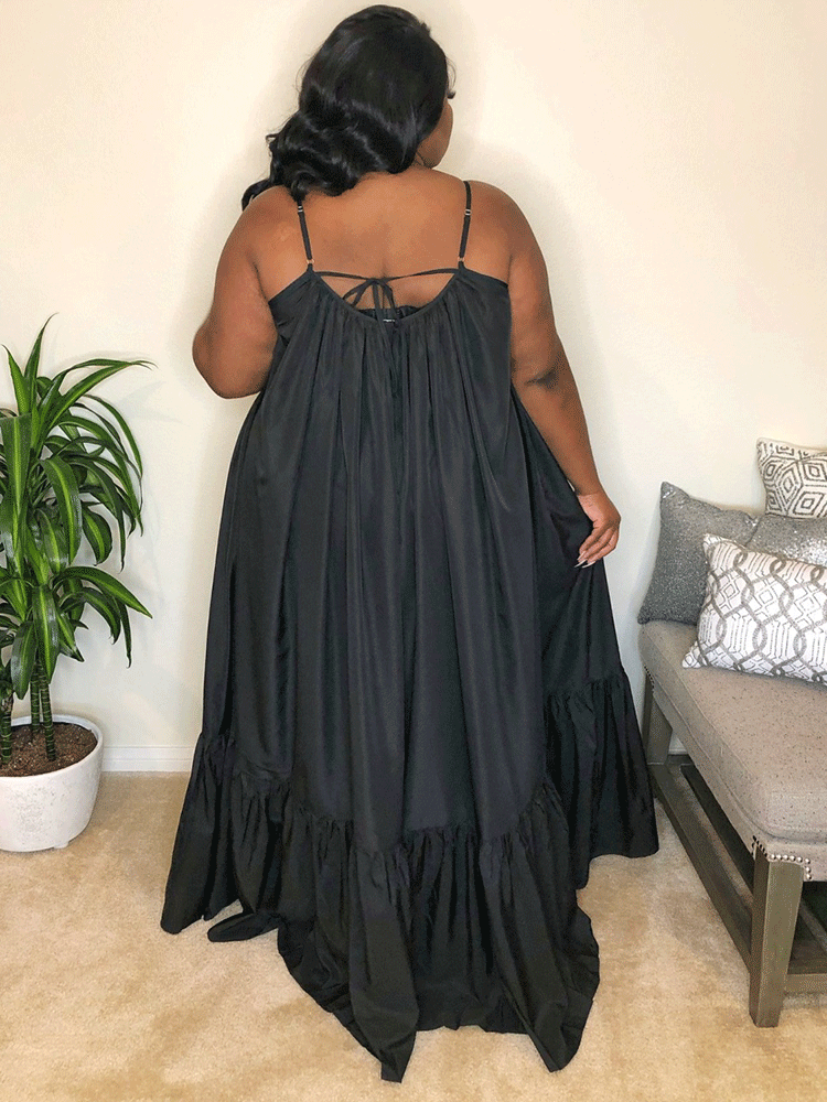 Spaghetti strap maxi dress with ruffled hem - View 11 | Lwiis