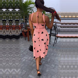 Heart printed ruched midi dress - View 6 | Lwiis
