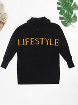 Oversized Letter Graphic Sweater Dress - View 9 | Lwiis