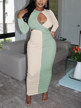 Colorblock maxi dress with cutout detail - View 8 | Lwiis