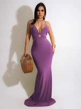 Mermaid halter neck maxi dress - View 11 | Lwiis