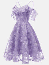 Floral Lace A-Line Midi Dress - View 17 | Lwiis