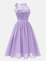 Lace Bodice Chiffon Sleeveless Midi Dress - View 22 | Lwiis