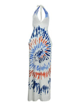 Tie dye maxi dress with halter neckline - View 7 | Lwiis