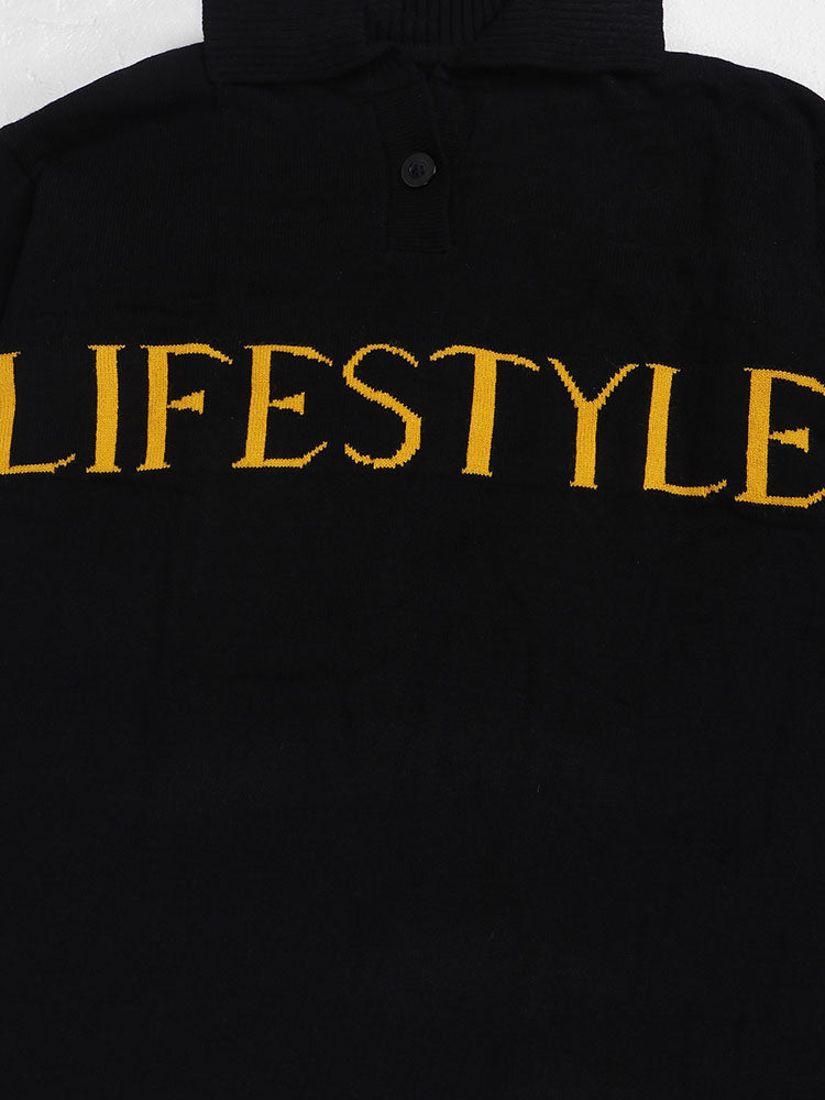 Oversized Letter Graphic Sweater Dress - View 10 | Lwiis