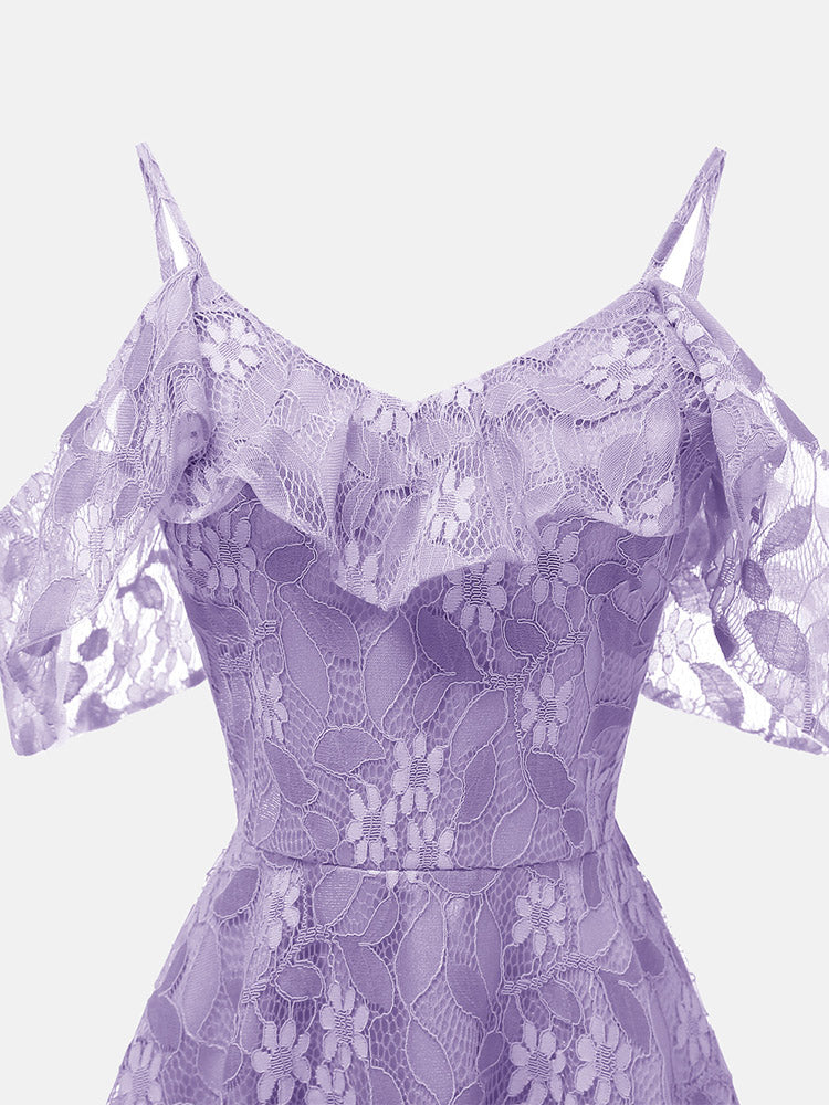 Floral Lace A-Line Midi Dress - View 19 | Lwiis