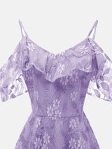 Floral Lace A-Line Midi Dress - View 19 | Lwiis