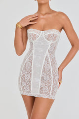 Strapless lace mini dress - View 6 | Lwiis