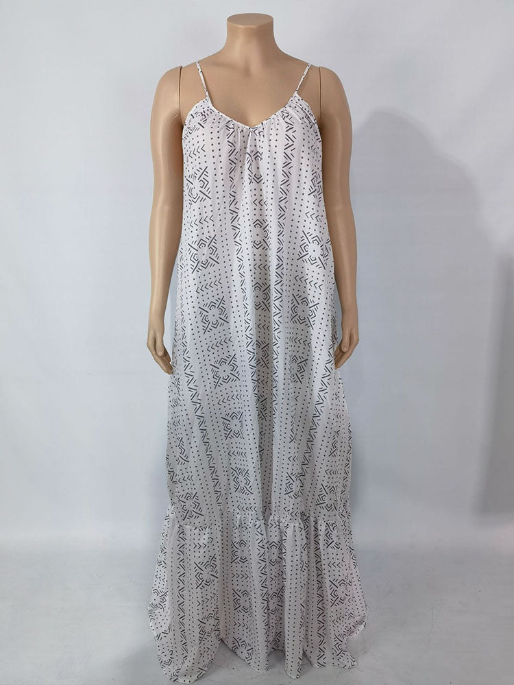 Boho maxi dress with tie-dye print and ruffled hem - View 16 | Lwiis