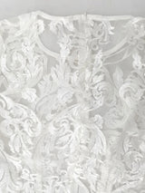 White lace bell sleeve midi dress - View 6 | Lwiis