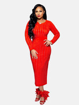 Elegant long sleeve rhinestone party dress - View 8 | Lwiis