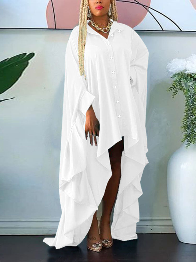 Oversized Batwing Shirt Dress - View 16 | Lwiis