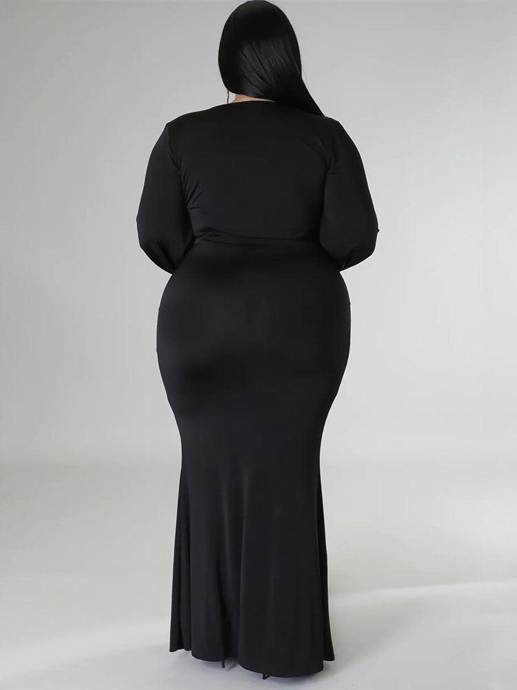 Mermaid maxi dress with V-neck and puff sleeves - View 11 | Lwiis