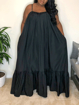 Spaghetti strap maxi dress with ruffled hem - View 10 | Lwiis