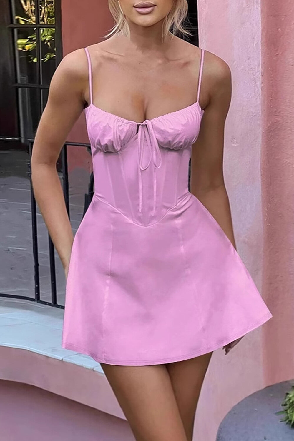 Corset detail mini dress - View 6 | Lwiis