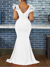 Formal Ruffle Sleeve Maxi Dress - View 6 | Lwiis