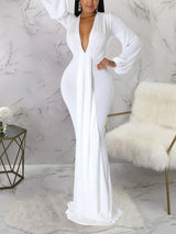 Elegant formal evening maxi dress in flowy jersey knit - View 10 | Lwiis