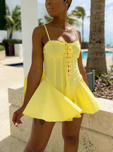 Fit and flare dress with sweetheart neckline and spaghetti straps - View 14 | Lwiis