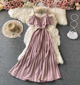 Off shoulder flowing A-line maxi dress - View 7 | Lwiis
