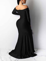 Off shoulder maxi dress with slit - View 6 | Lwiis