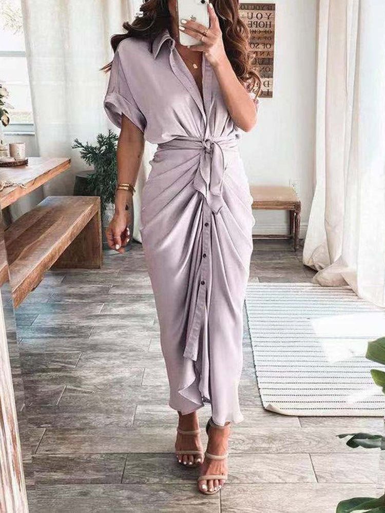 Satin button-down shirt dress - View 16 | Lwiis