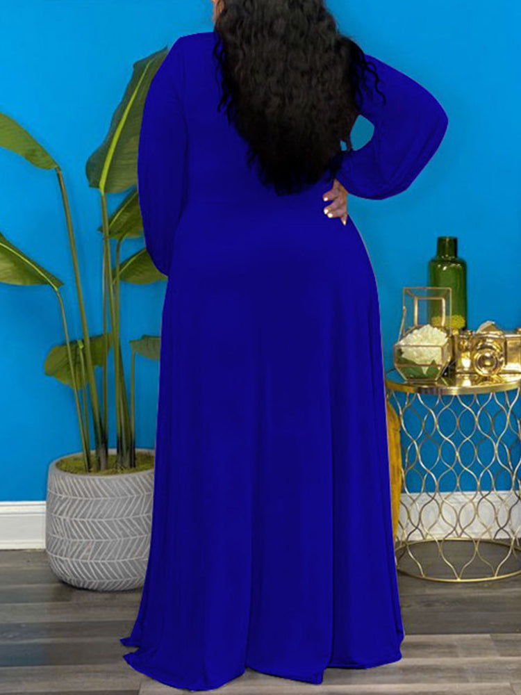 Maxi dress with V-neck and side slit - View 6 | Lwiis