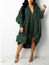 Turndown Collar Patchwork Shirt Dress - View 10 | Lwiis