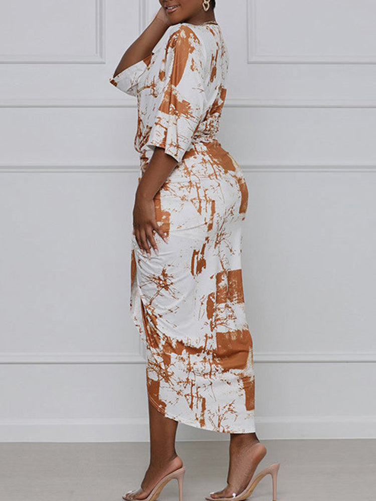 Asymmetrical Tie-Dye Midi Dress - View 7 | Lwiis