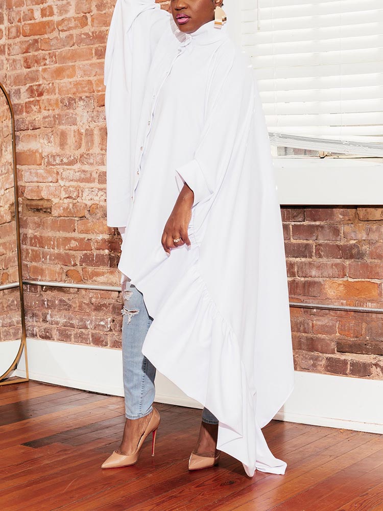 Oversized Batwing Shirt Dress - View 19 | Lwiis