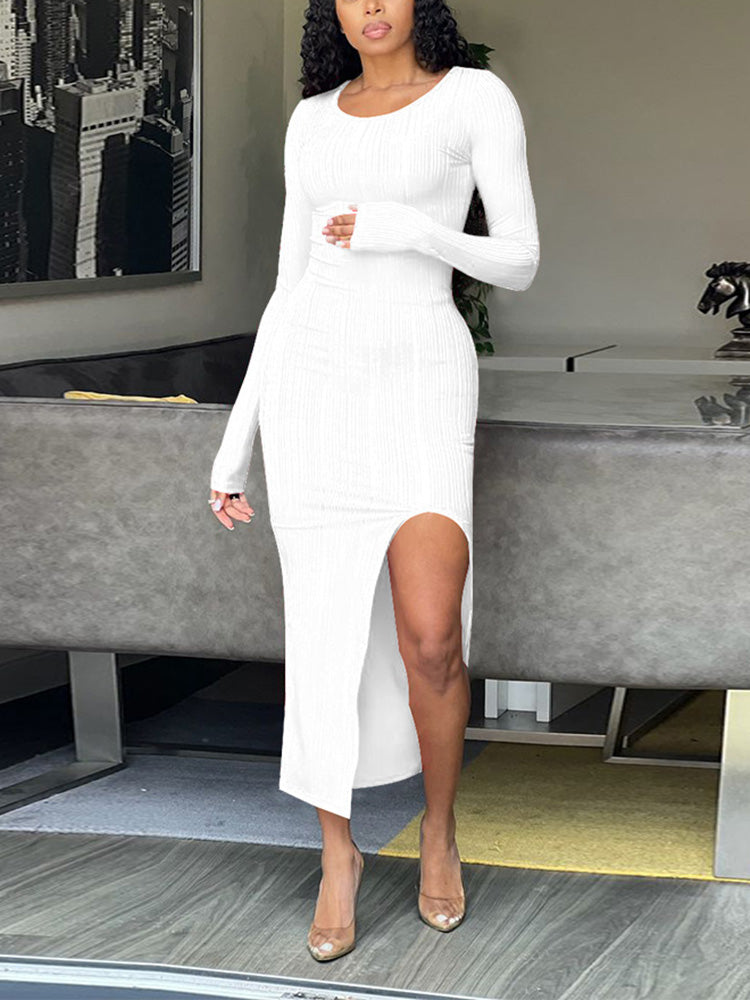 Ribbed knit midi dress - View 8 | Lwiis