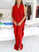 Sleeveless V-neck Maxi Dress with Side Slit - View 11 | Lwiis