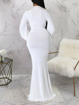 Elegant formal evening maxi dress in flowy jersey knit - View 11 | Lwiis